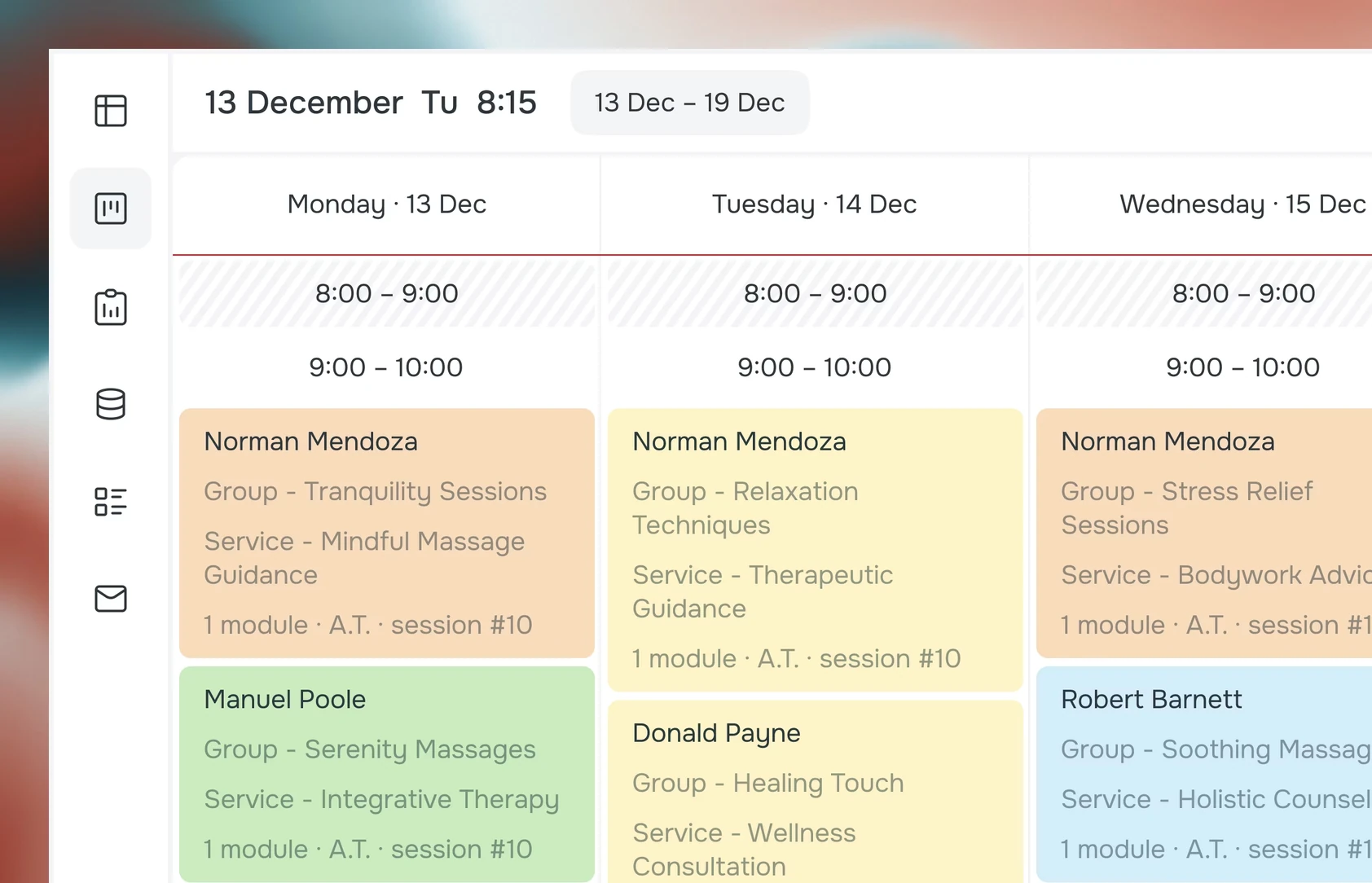 Group classes in the week view