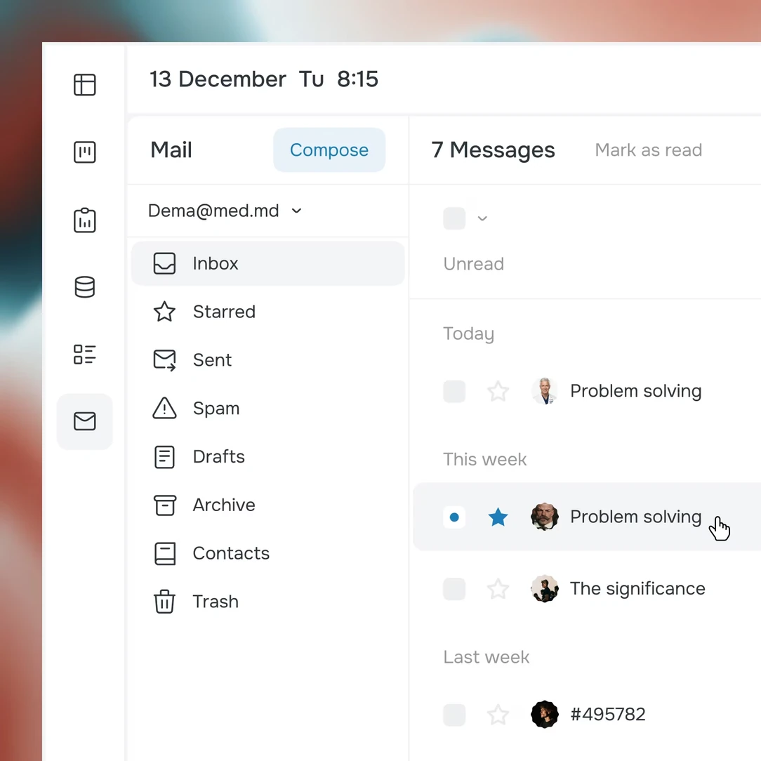 Mail inside the system