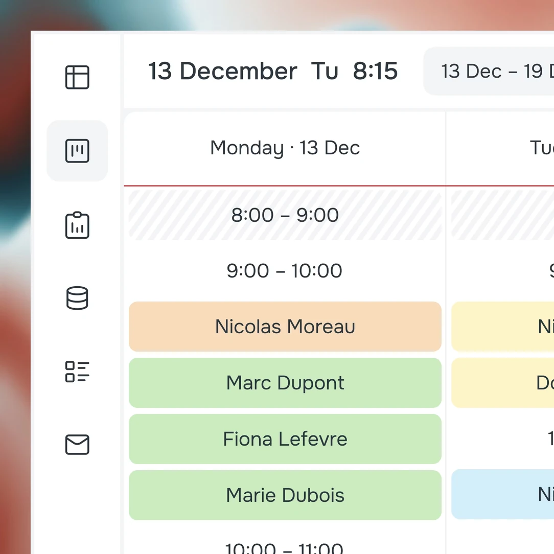 The weekly schedule