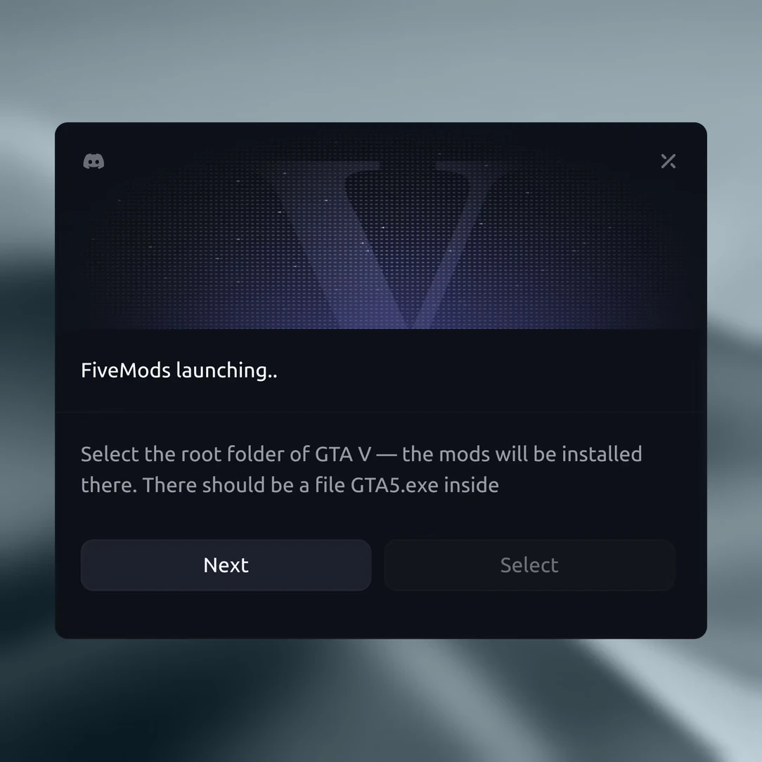 Choosing the GTA V folder on first launch